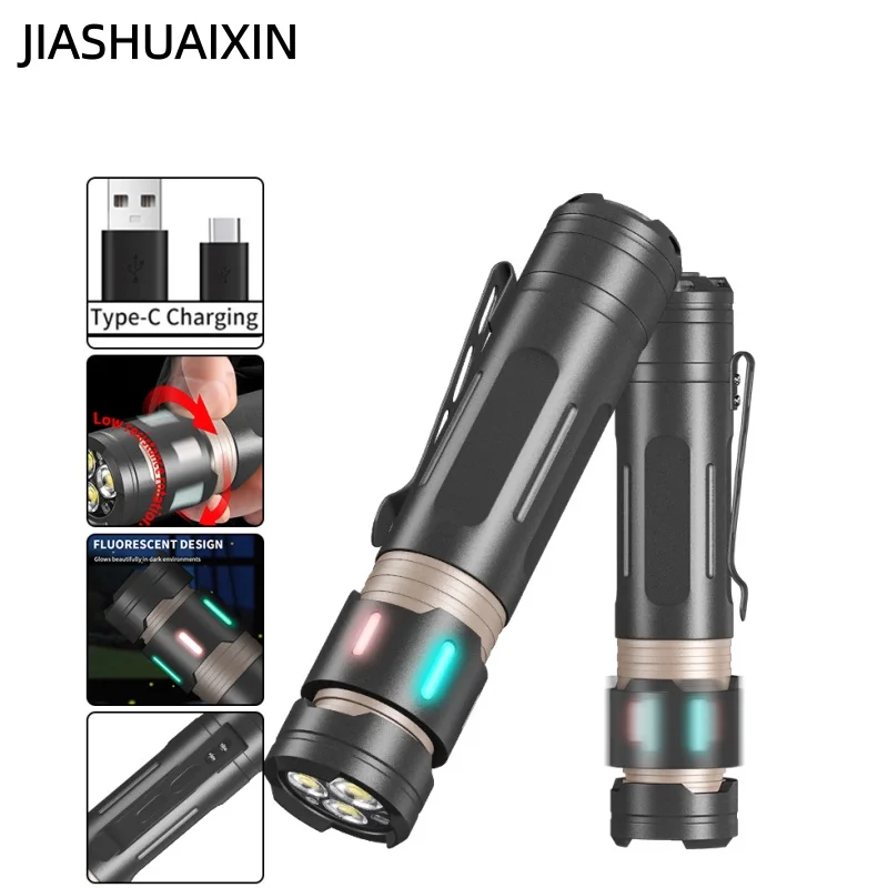 Torcia LED JIASHUAIXIN 3 * XPG, torcia multifunzionale a decompressione luminosa con clip per penna