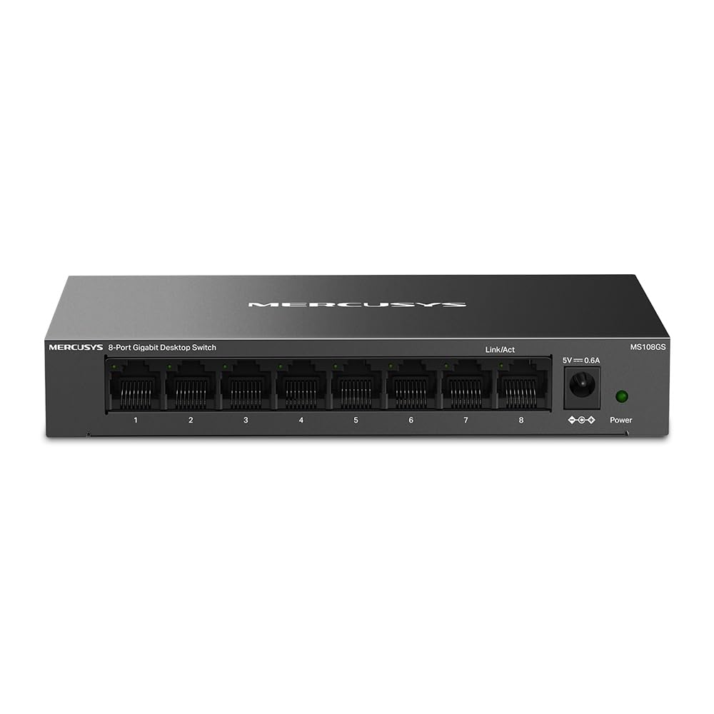TP-Link Mercusys MS108GS Switch Ethernet 8 Porte Gigabit, Sdoppiatore Ethernet, Switch Gigabit per la Casa e l'Ufficio, Plug e Play, Montaggio Desktop, Cassa in Metallo, Durevole…