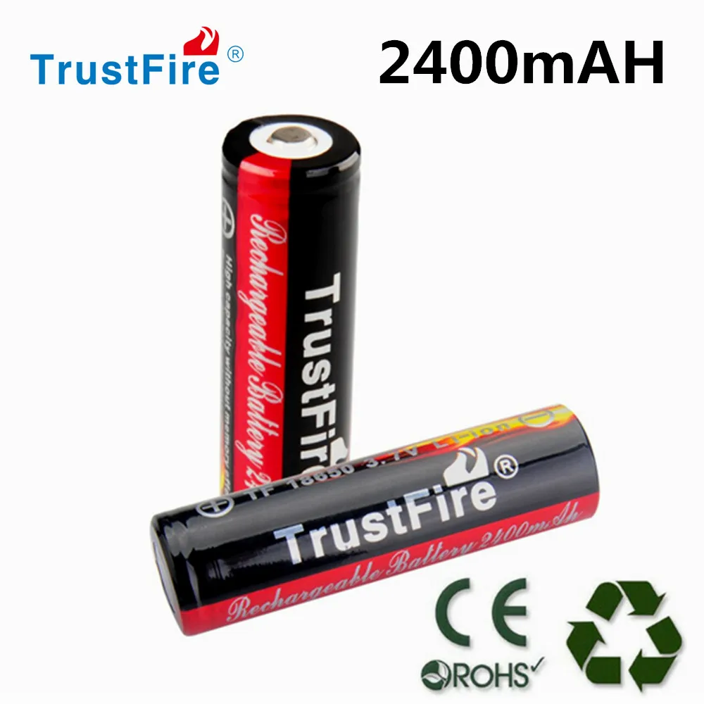 2 Pezzi Batteria al Litio Ricaricabile Trustfire 18650 2400mAh, Modello Durevole ad Alta Capacità
