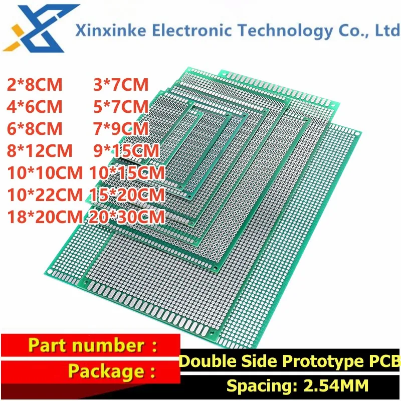 5PCS 2.54MM 7*9CM 3cm * 7cm 5x7 6x8 8*12 9x15cm Doppio Lato PCD Prototipo PCB FAI DA TE Universale Circuito Stampato parti Foro Circu