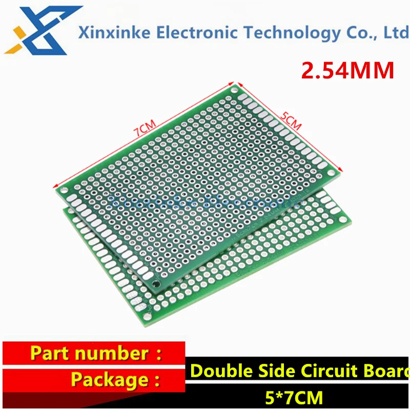 10 PZ 5*7 CM Double-sided Tinning Spessore-1.6 Foro Bordo In Fibra di Vetro Bordo di Tessitura Bordo di Prova PCB 2.54 MM spaziatura circuito