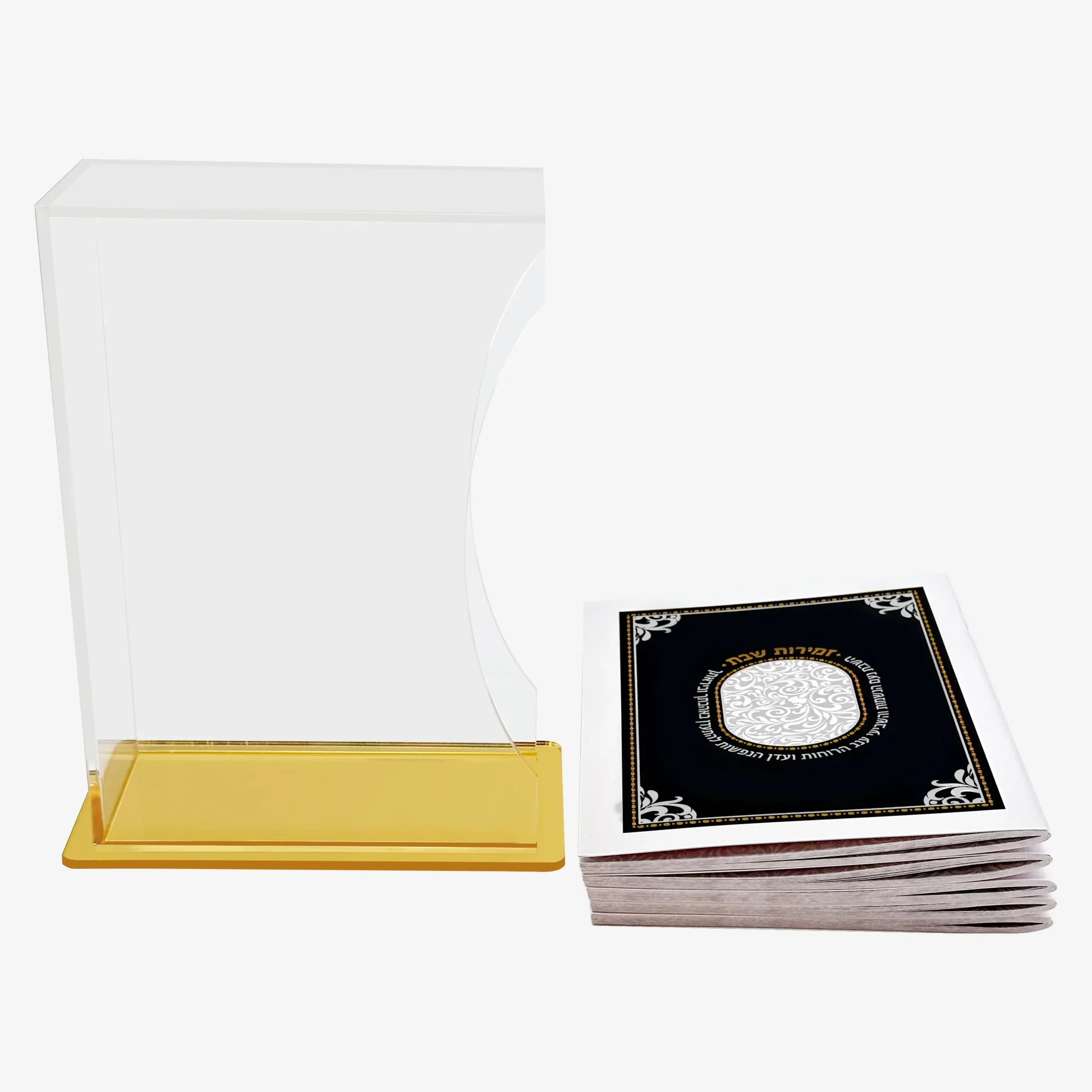 Scatola per Zemirot in Acrilico Judaica con 6 Pezzi, Versione Ashkenaz per Shabbat, Set Supporto Zemiros in Lucite