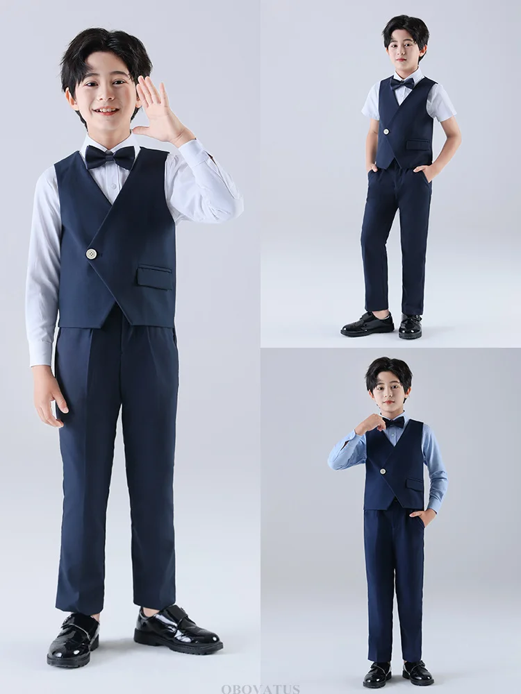 Set di Abiti Formali di Lusso per Ragazzi Adolescenti, Completo da 4 Pezzi per Matrimoni, Feste e Anniversari, Uniforme Scolastica per Bambini