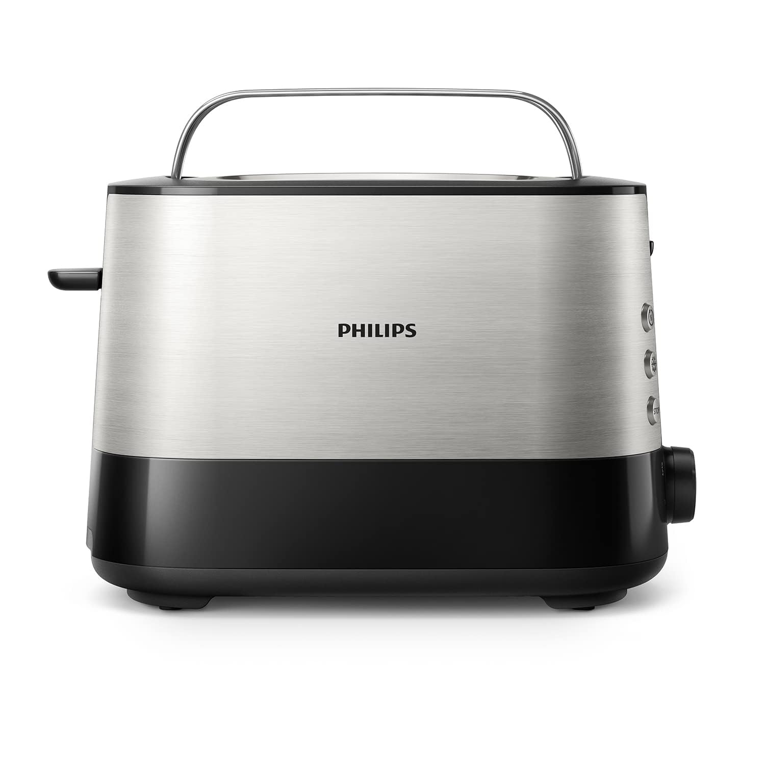 Philips Viva Collection Tostapane 2 Fette, 7 Impostazioni, 950W, Inox/Nero | Toaster con griglia scaldapanini, alloggiamenti ampi, scongelamento e vassoio raccoglibriciole rimovib…