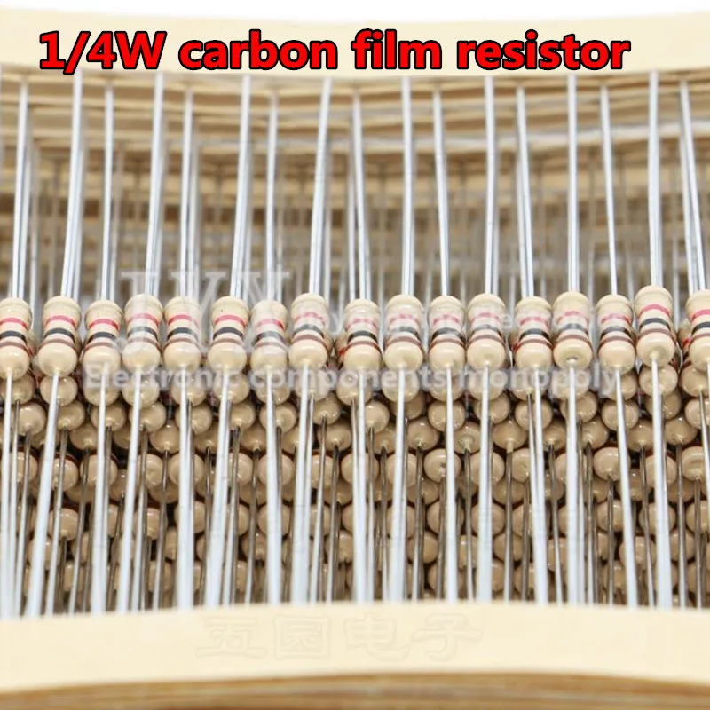 100 Pezzi Resistori a Film di Carbonio 1/4W 5% 0.25W 0R-22M 0 2.2 10 100 120 150 220 270 330 470 1K 2.2K 4.7K 10K 100K 470K 1M 10M 20M ohm