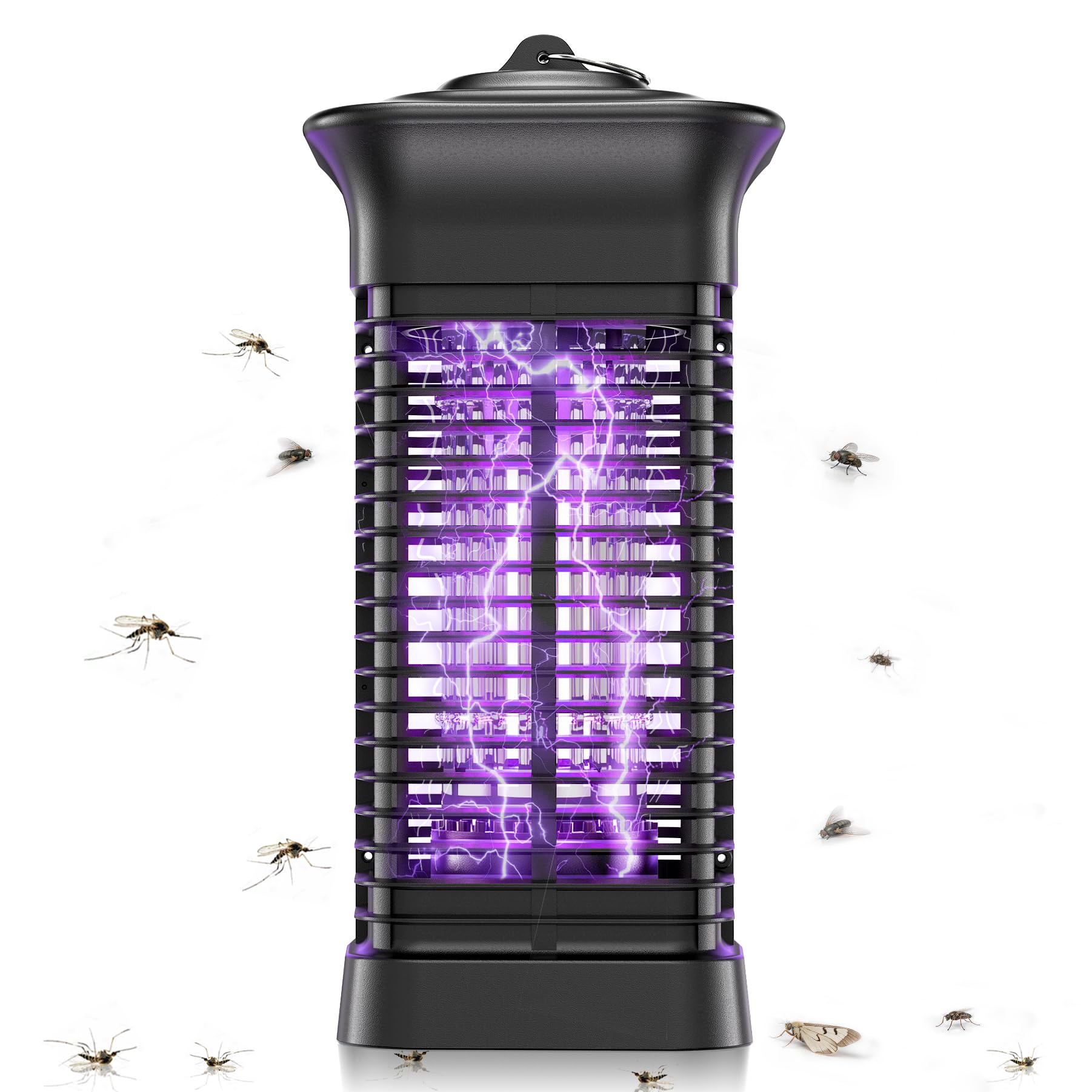 Lampada Antizanzare Elettrica, Trappola Zanzare UV per Interno Esterno | Luce UV 360°, Griglia 3000V, Elimina rapidamente, Vassoio rimovibile, Impermeabile IPX4