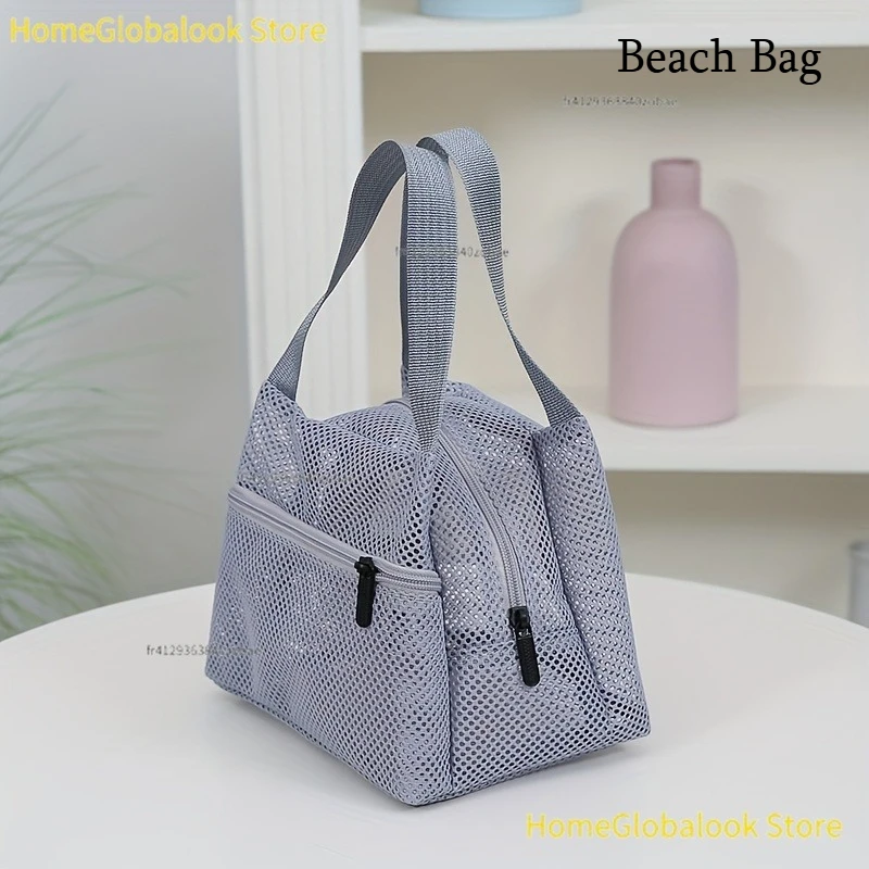 Borsa portaoggetti in rete traforata multiuso, borsa portatile da donna per cosmetici e articoli da toeletta, borsa per il pranzo bento per studenti, ideale per viaggi e uso quoti…