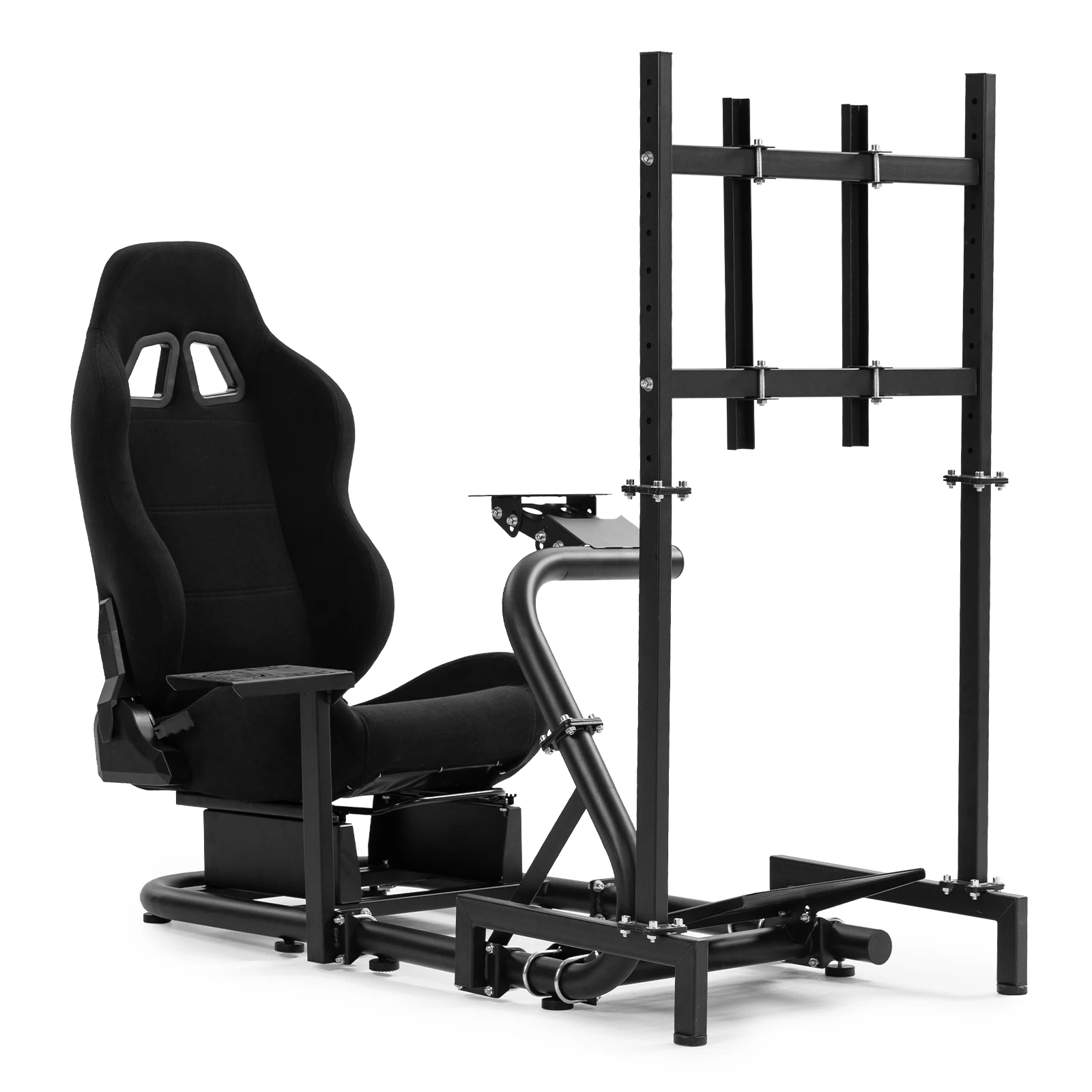 Postazione di guida per simulatore di corse Minneer con supporto per monitor e sedile nero, compatibile con Logitech G923 G25 G920, Fantec, Thrustmaster T300 T248, tubo rotondo da…