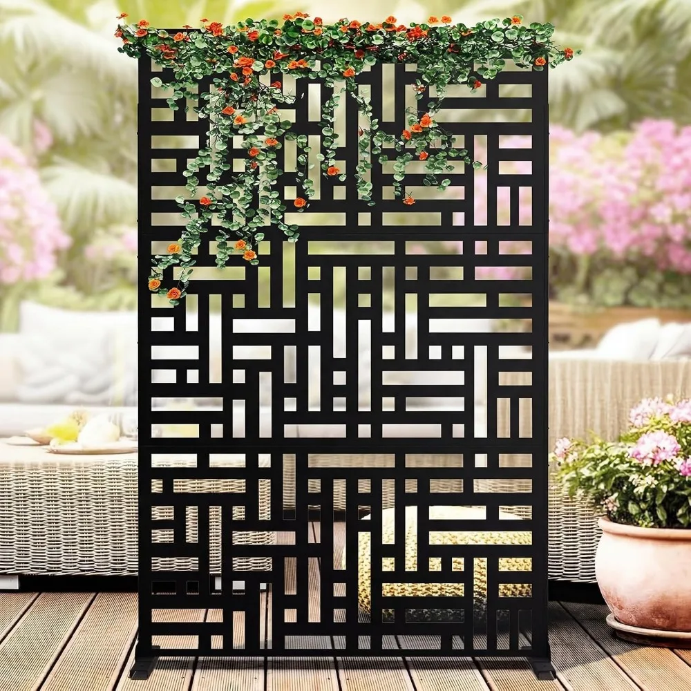 Pannello Decorativo in Metallo per Privacy da Esterno, Recinzione e Divisorio per Stanze/Giardino, Resistente alle Intemperie, Autoportante con Supporto per Patio, Giardino, Balco…