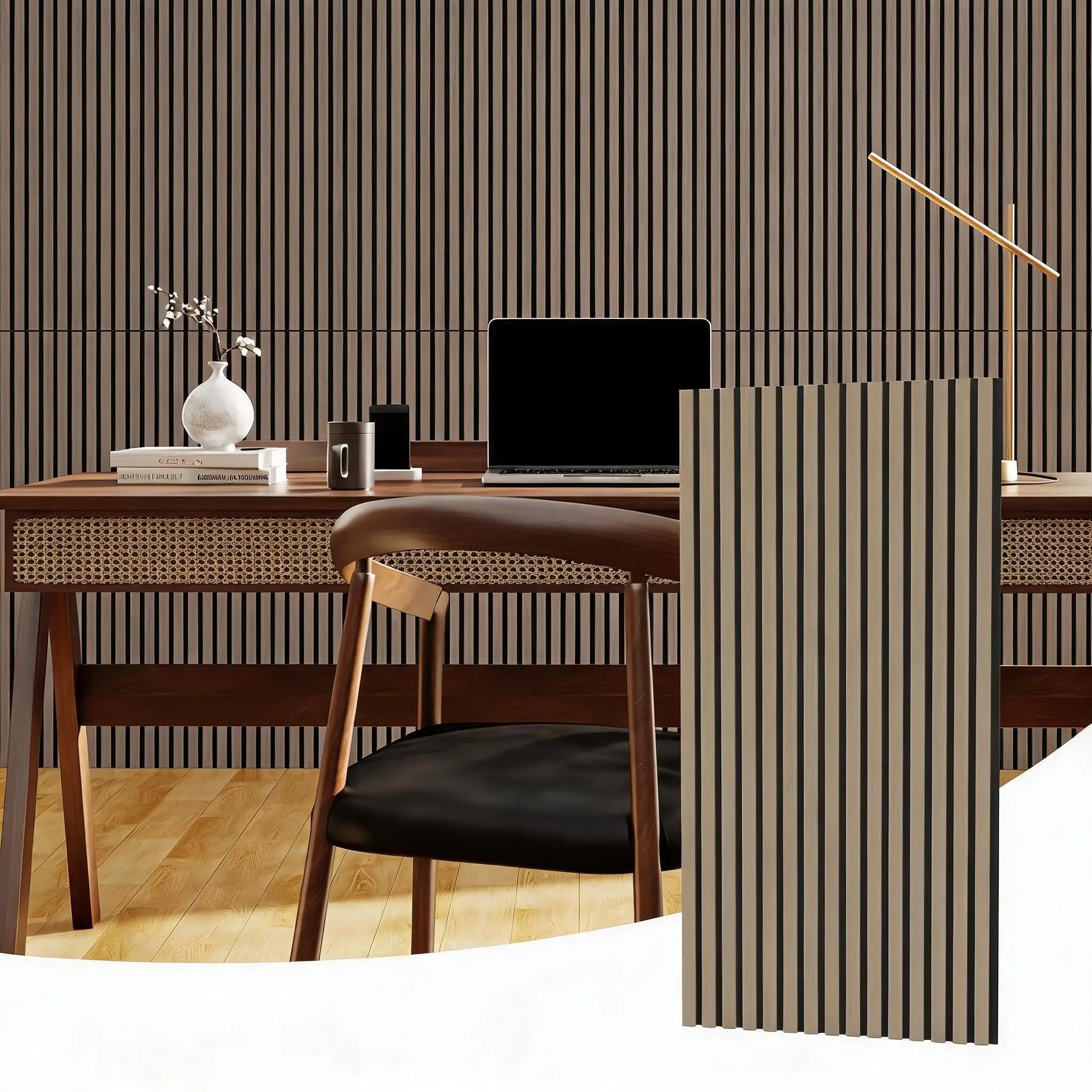 Pannelli Acustici 3D in Legno Lamellare, Assorbente Acustico in MDF e Feltro di Poliestere, Decorazione Moderna per Interni, Set per Pareti e Tappeti 120 × 60 cm, Rovere