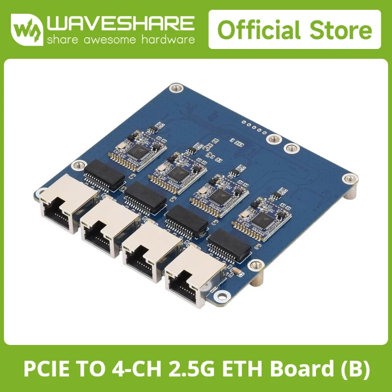 Scheda Waveshare PCIe TO Gigabit a 4 canali / 2,5G ETH (B) per Raspberry Pi 5, supporta sistema operativo Raspberry Pi, senza driver, Plug And Play