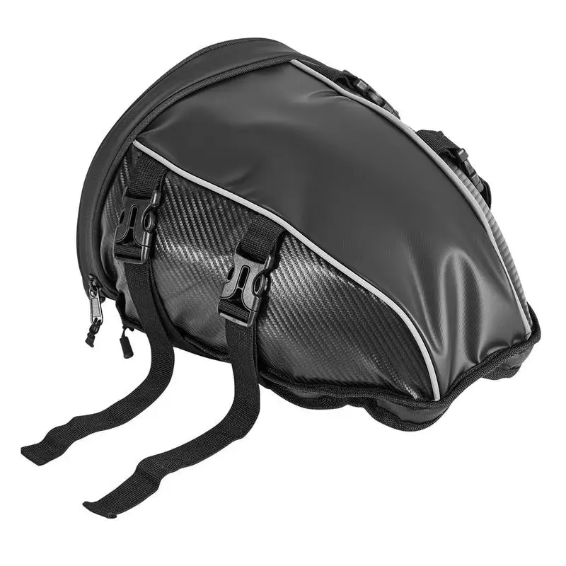 Borsa da sella posteriore per moto (10 L) con copertura antipioggia impermeabile, borsa portaoggetti per moto, borsa laterale con tracolla e tasca interna, bagaglio per moto nero