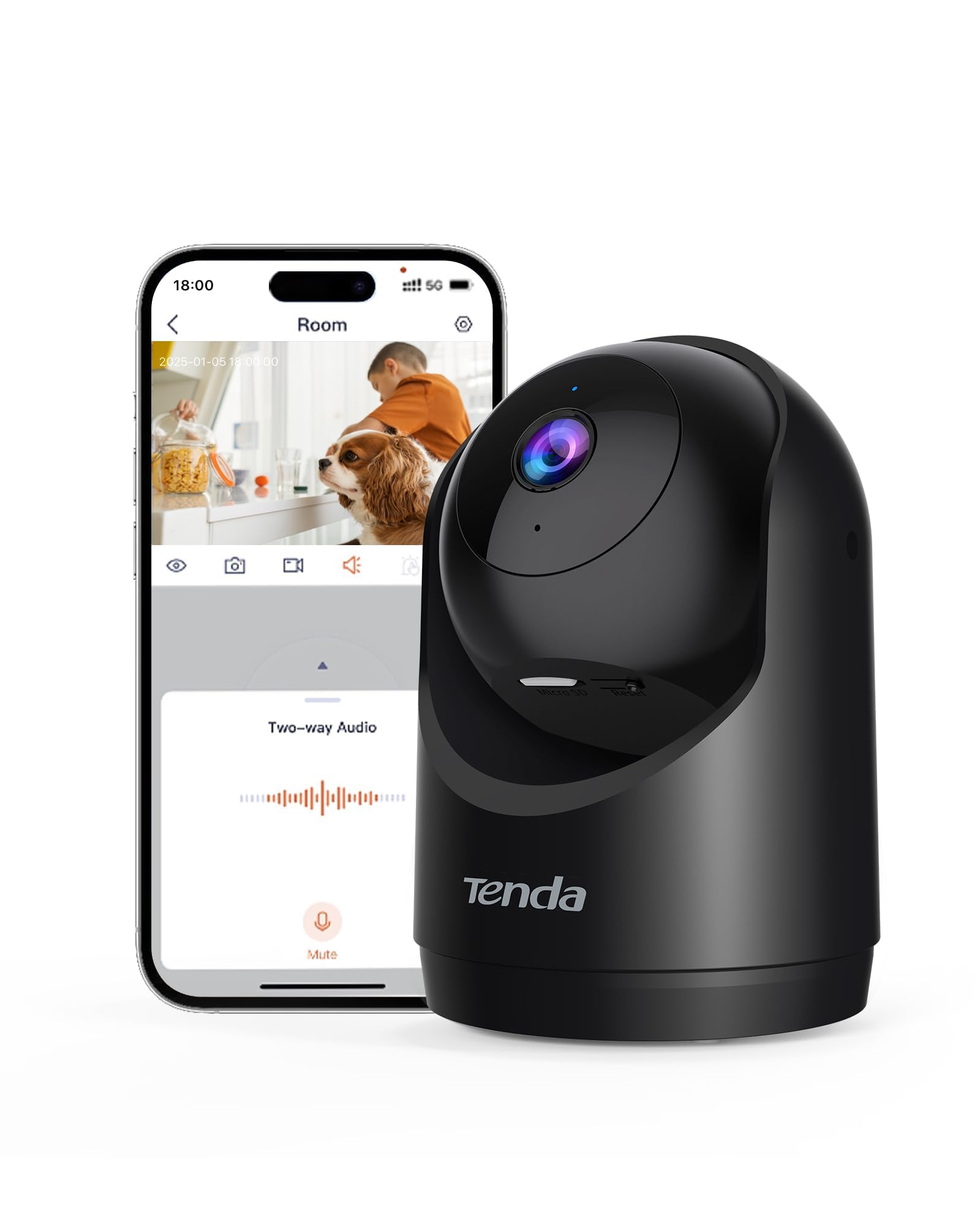 Tenda 2K Telecamera Sicurezza Interno, Videocamera Wi-Fi 6 Pan-Tilt per la Sicurezza Domestica, Rilevamento del Movimento, Modalità Privacy, Visione Notturna 12 m, Audio Bidirezio…