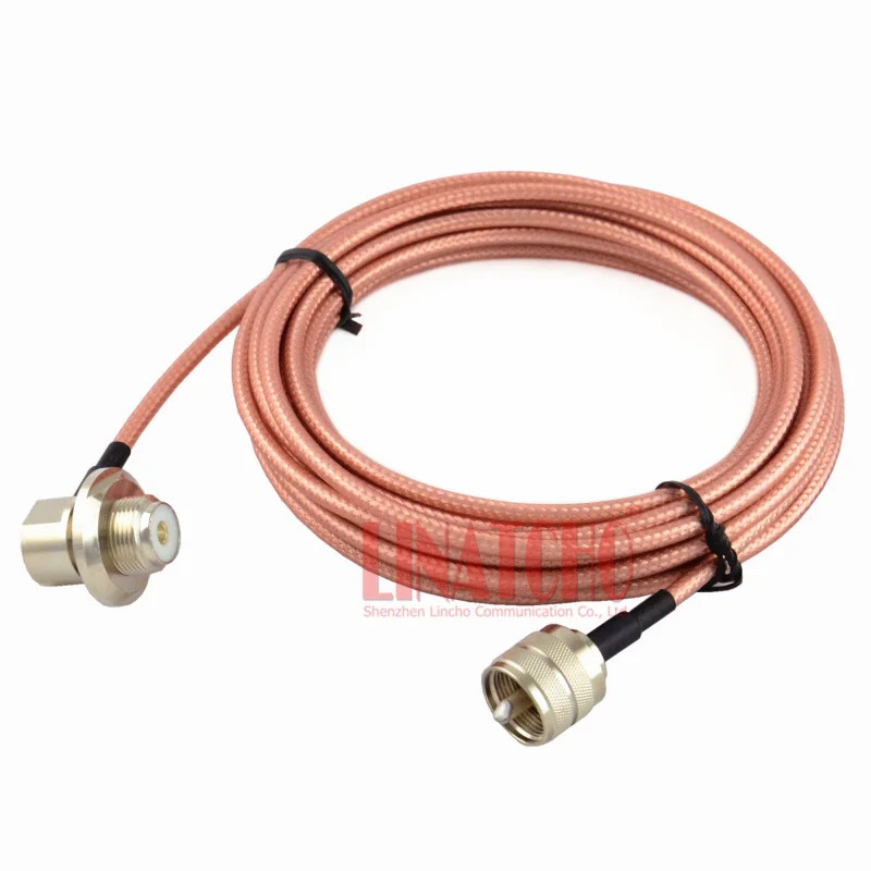 Cavo di Prolunga per Antenna Radio Auto Coassiale UHF PL259 ad Angolo Retto SO239 RG303 a Singolo Schermatura di Buona Qualità, 5 Metri