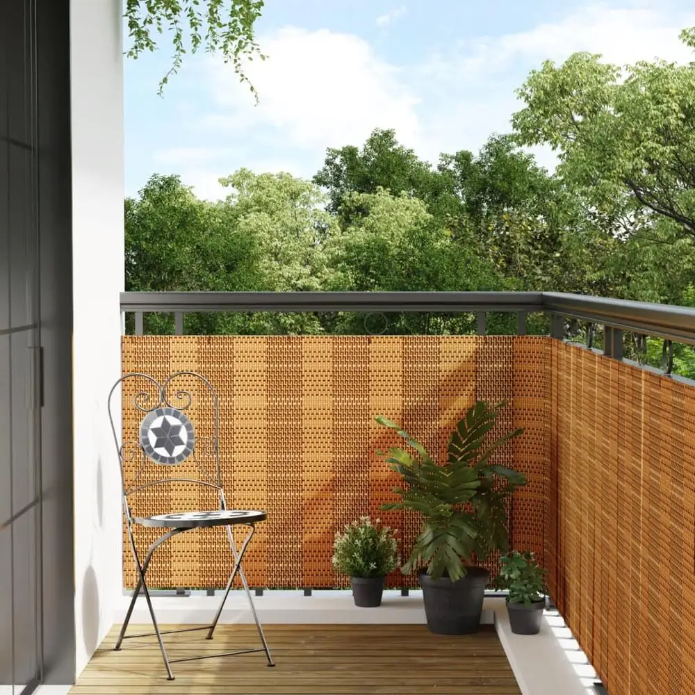 Economico Schermo Privacy per Balcone in Rattan Sintetico Marrone Chiaro, 400x80 Cm, per Casa
