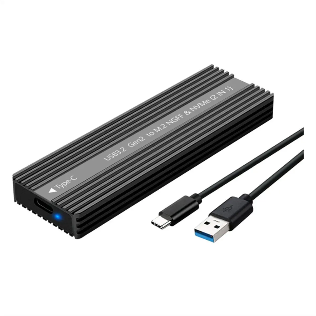[NUOVA OFFERTA] Box esterno M.2 SSD USB 3.2 Type-C in metallo con dissipazione del calore, supporta protocollo doppio SATA/NVMe, custodia per disco rigido B