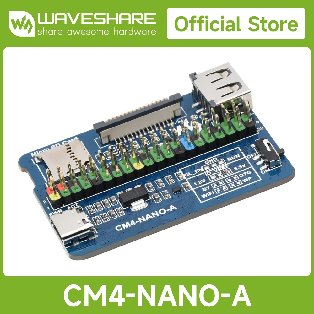 Scheda base Nano Waveshare (A) SCHEDA IO per modulo di elaborazione Raspberry Pi 4, stessa dimensione della scheda Carier CM4, CM4