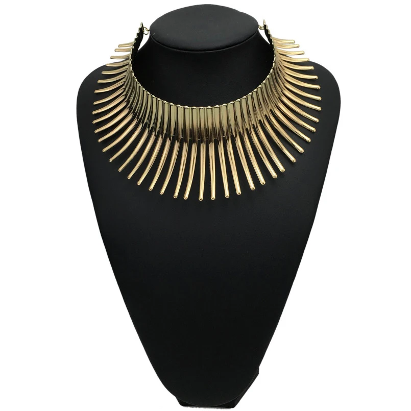 ABQR Collana africana grande da donna in lega di piegatura in stile indiano con collare di dichiarazione di grande spina girocol