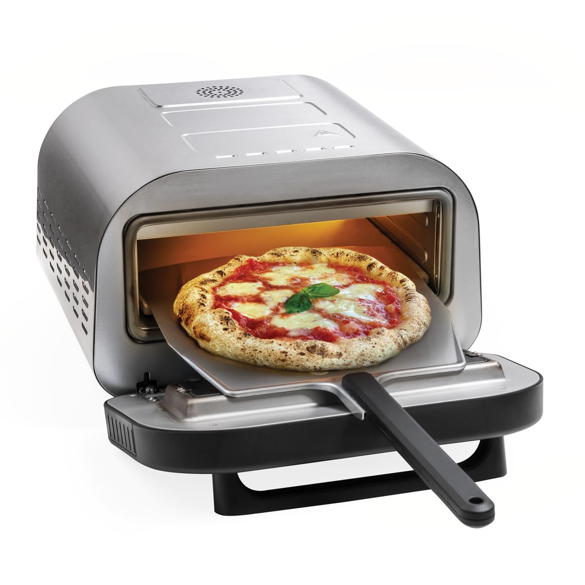 MACOM, Forno Pizza Professionale, Cuoce in 2 minuti, scalda fino a 450°, Piano cottura in pietra refrattaria da 32 cm rimovibile, 1700W, Just Kitchen 884 Professional Pizza Oven