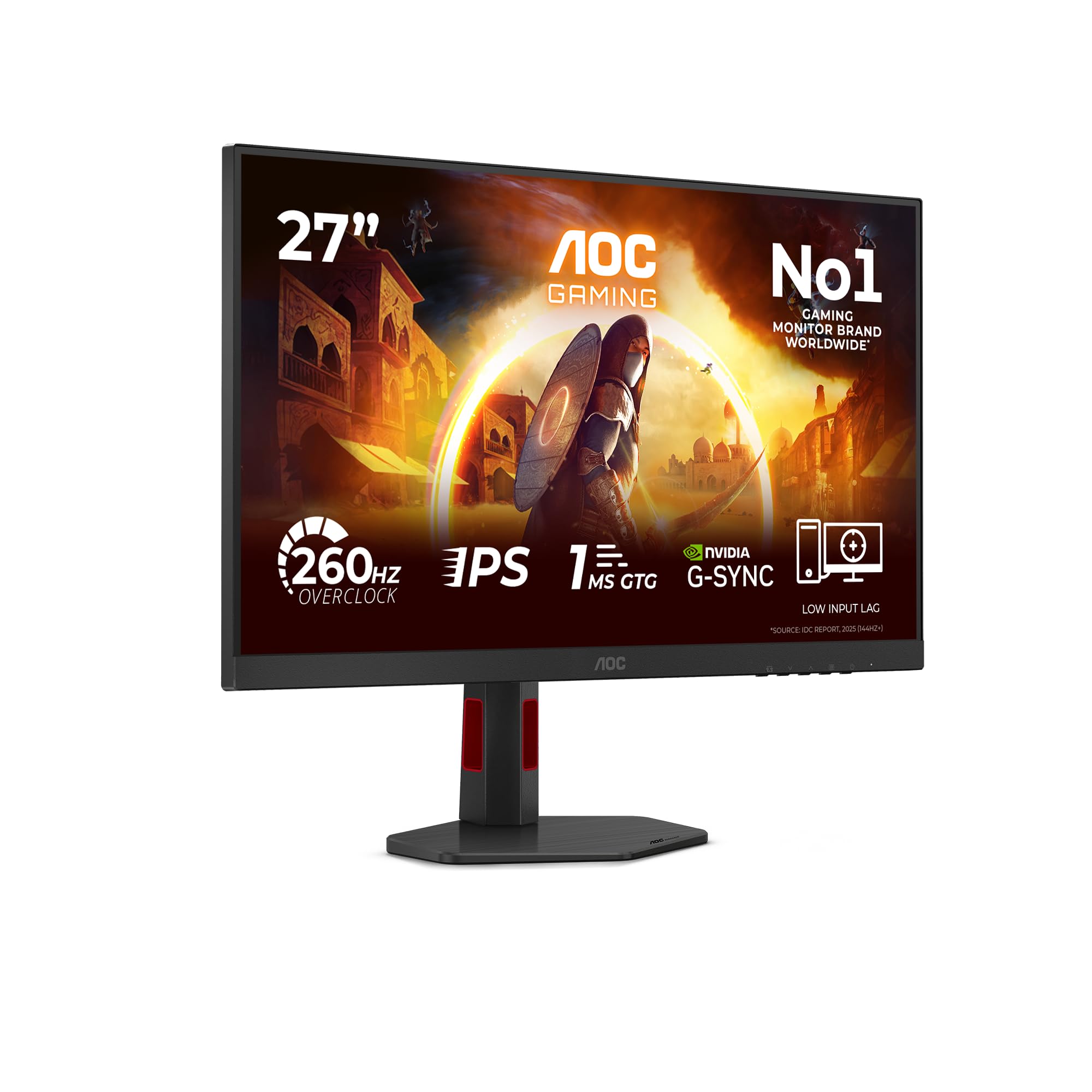 AOC Gaming Monitor 27G4ZR 27 pollici 1920x1080, FHD, 260Hz, Fast IPS Panel, 1ms GtG, Height Adjustment, (HDMI2x 2.0 DP 1x 1.4) HDR10, G-Sync Compatible, Nero