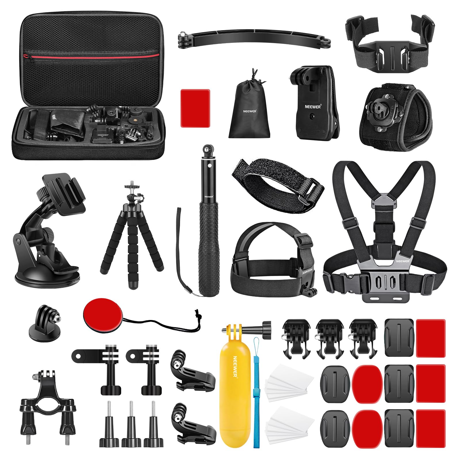 NEEWER Kit Accessori 50 in 1 per Action Camera Compatibile con GoPro e DJI | Per Hero 12/11/10/9, OSMO 4/3/2, Insta360 X3/X2, GO 3, SJCAM, DBPOWER, AKASO, VicTsing, APEMAN, WiMiUS…