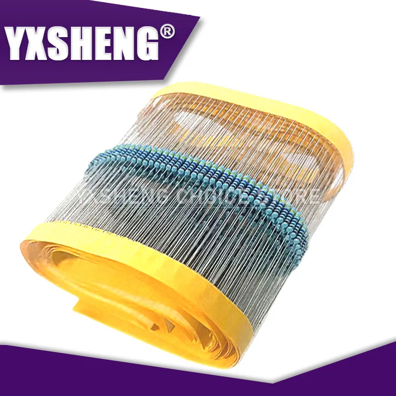 100 pz 1/4W resistore a Film metallico 100R 220R 1K 1.5K 2.2K 4.7K 10K 22K 47K 100K 100 220 1 k5 2 k2 4 k7 1M Ohm nuova resistenza 1% 1R ~ 10M