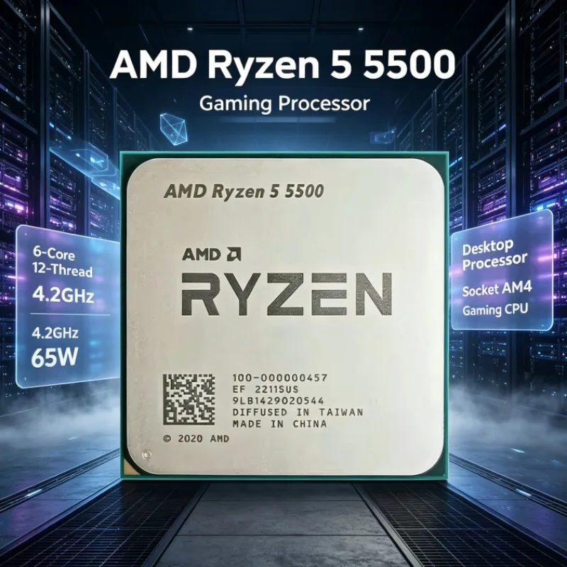 AMD Ryzen 5 5500 AM4 CPU Desktop 4.2GHz 65W TDP 16M L3 Processore a Sei Core e Dodici Thread