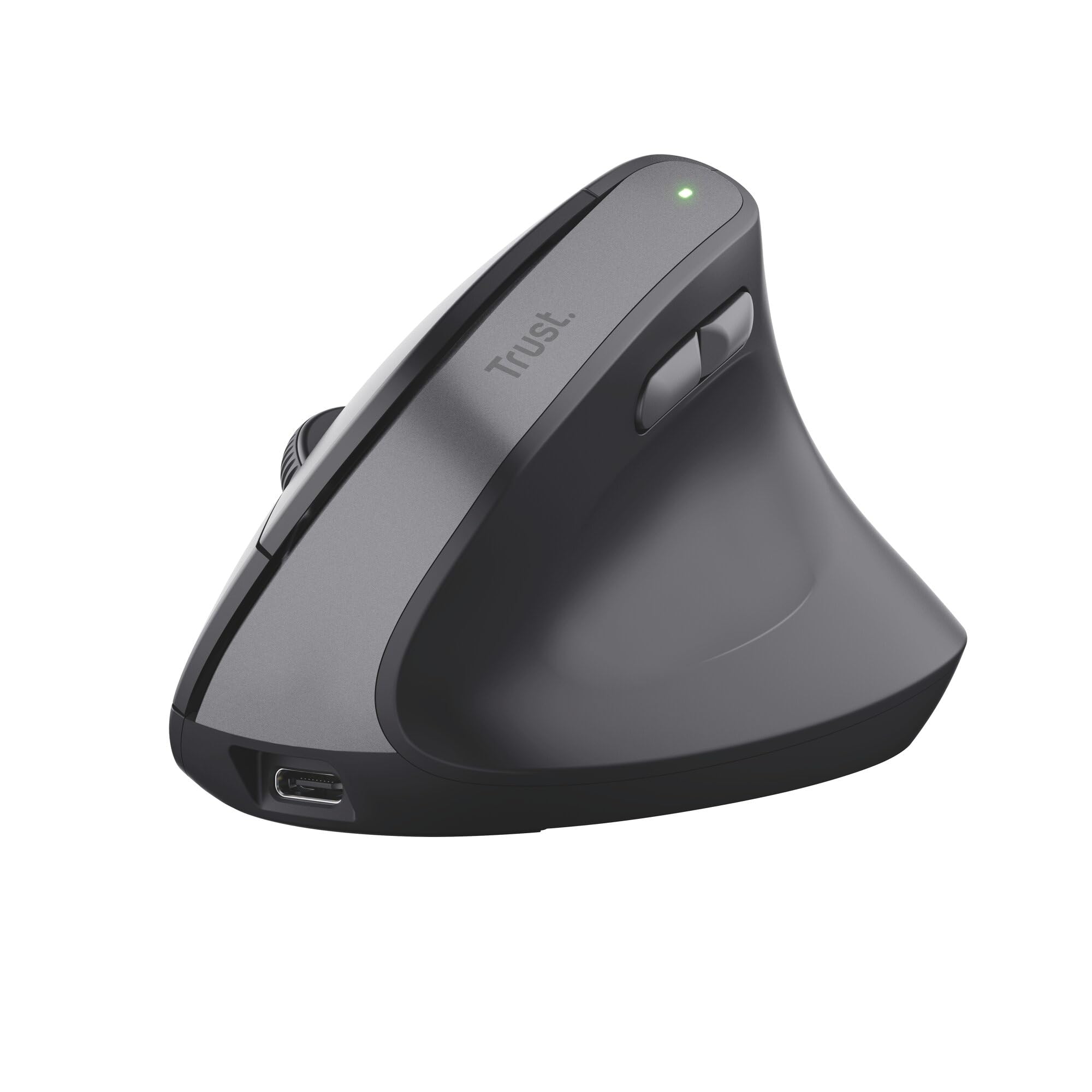 Trust Yuno Mouse Ergonomico Senza Filo, Mouse Verticale Ricaricabile, Nero | Utenti Destrimani, Ricevitore USB 2,4GHz, 800-2400 DPI, Sensore Ottico, 6 Pulsanti, 70% Plastica Ricic…