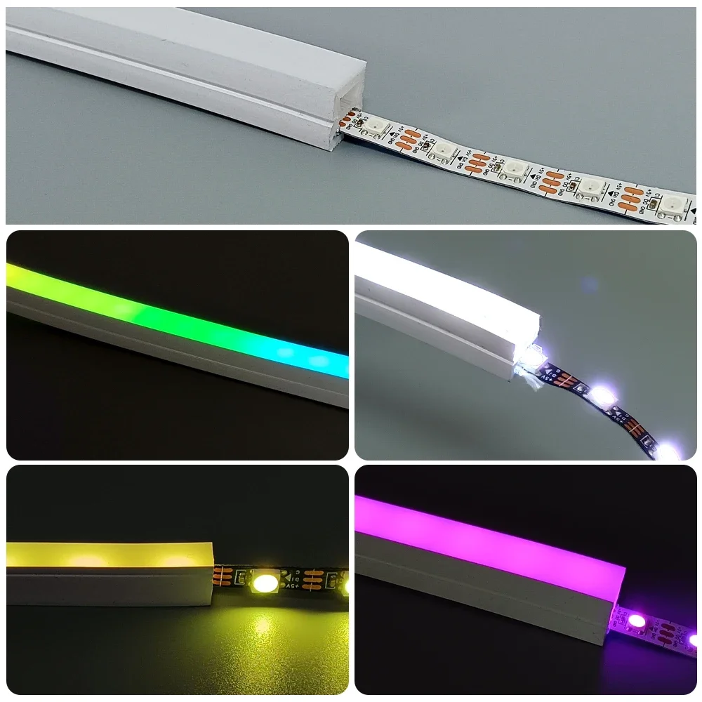 Tubo Flessibile LED Neon con Canale Scorrevole, Impermeabile IP67, in Silicone per Strisce WS2811 WS2812B, Illuminazione Resistente alle Rotture
