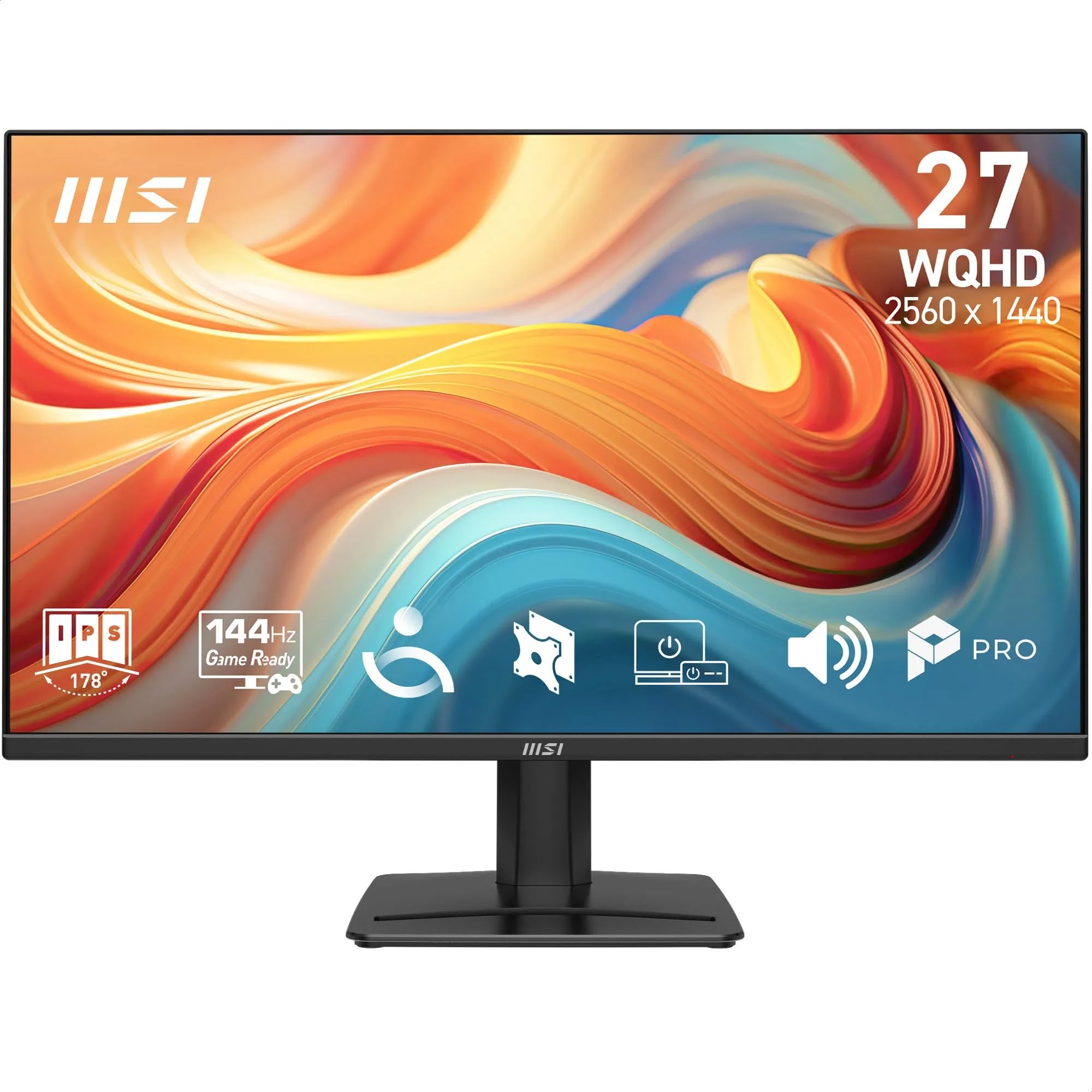 msi PRO MP275QA E14 Monitor 27" WQHD, 2560x1440 IPS, 144 Hz, 1 ms, HDR Ready, Adaptive-Sync, Eye Care, altoparlante integrato, HDMI 2.0b, DP 1.2a, senza cornice, inclinabile, comp…