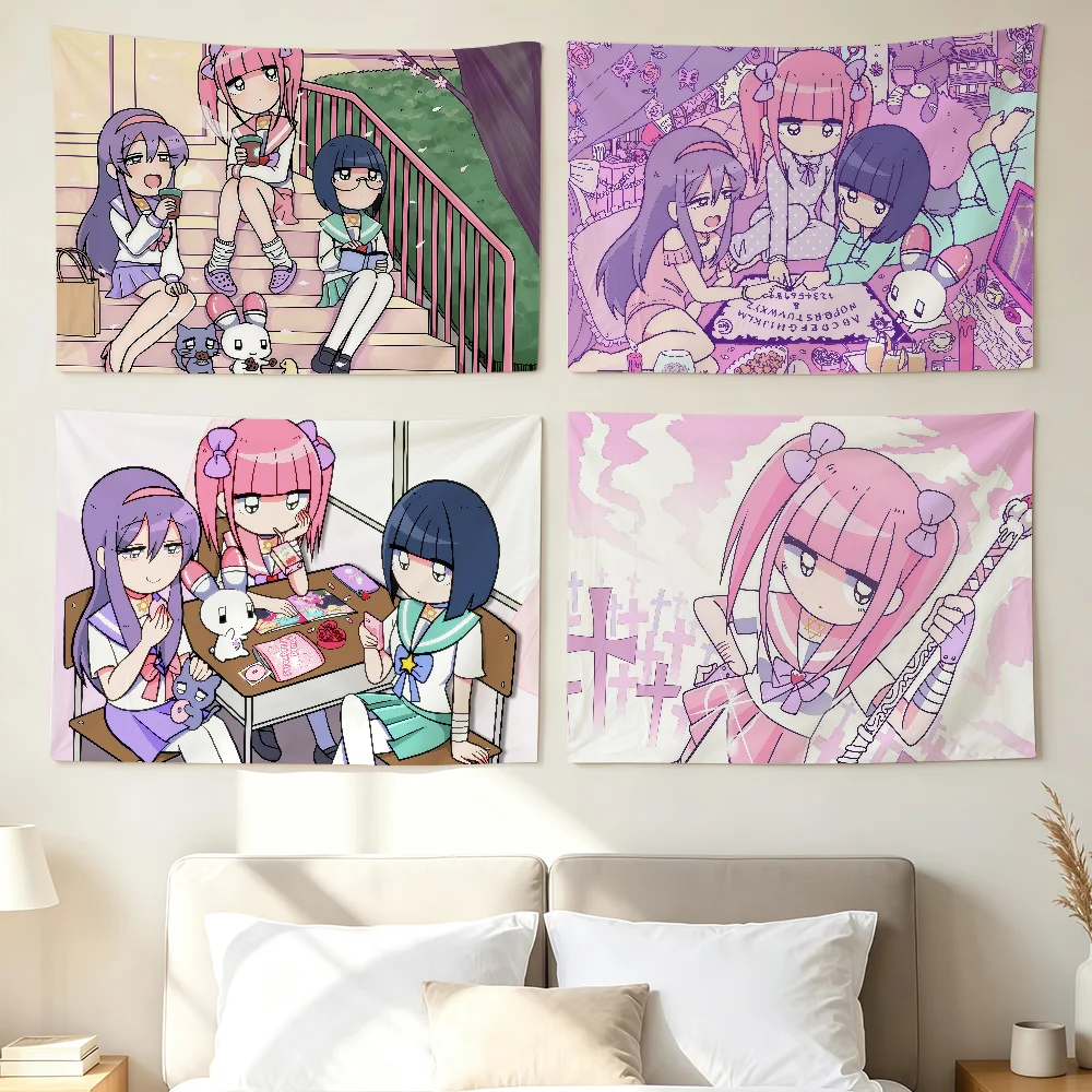 Decorazioni da Parete con Bandiera Rosa Kawaii Menhera C-Chan, Adatte per Soggiorni, Camere da Letto, Dormitori e Feste
