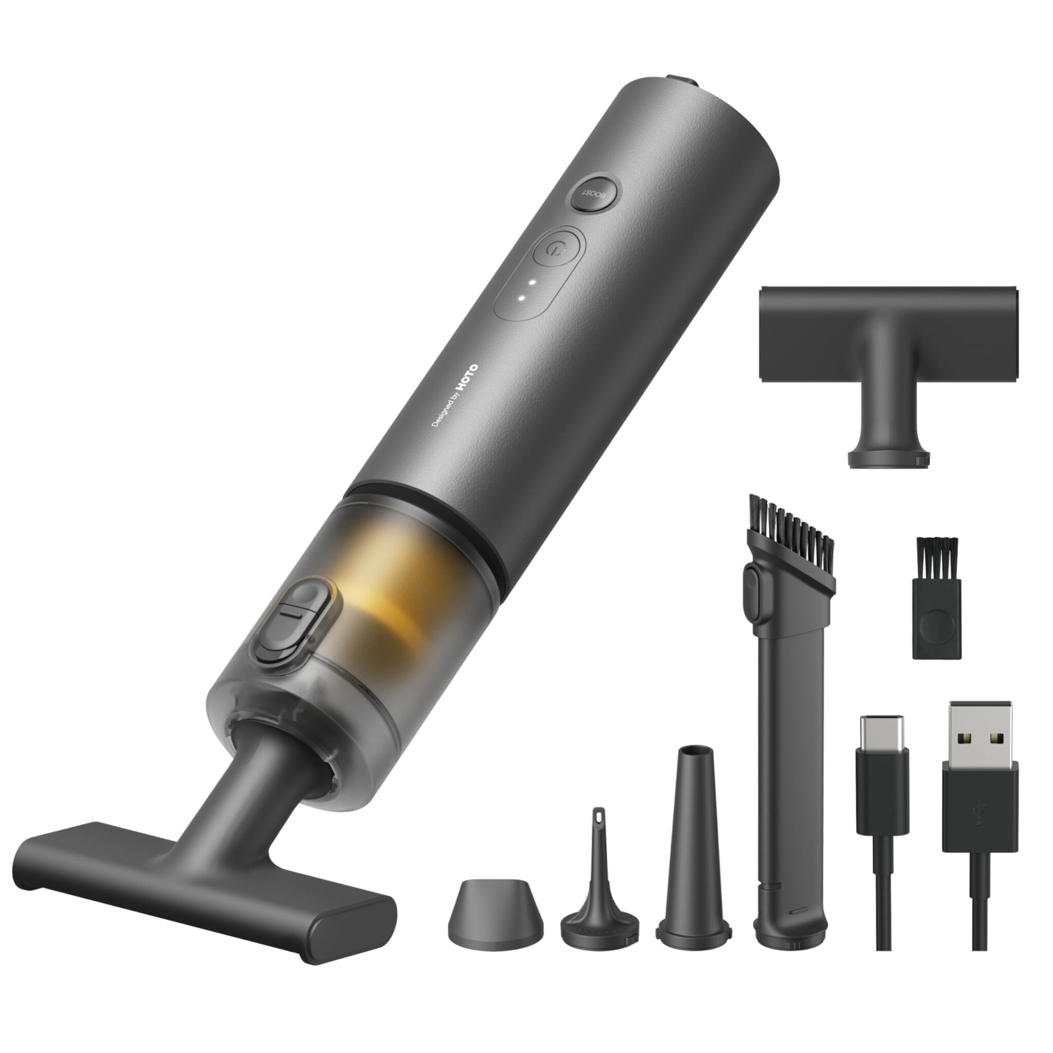 HOTO Aspirapolvere Auto Portatile, 20kPa Aspirabriciole Senza Fili Potente | 4 in 1 Mini Aspirapolvere Piccola, Aspiratore e Soffiatore, Ricarica USB-C, per Auto, Divano, PC, Casa…