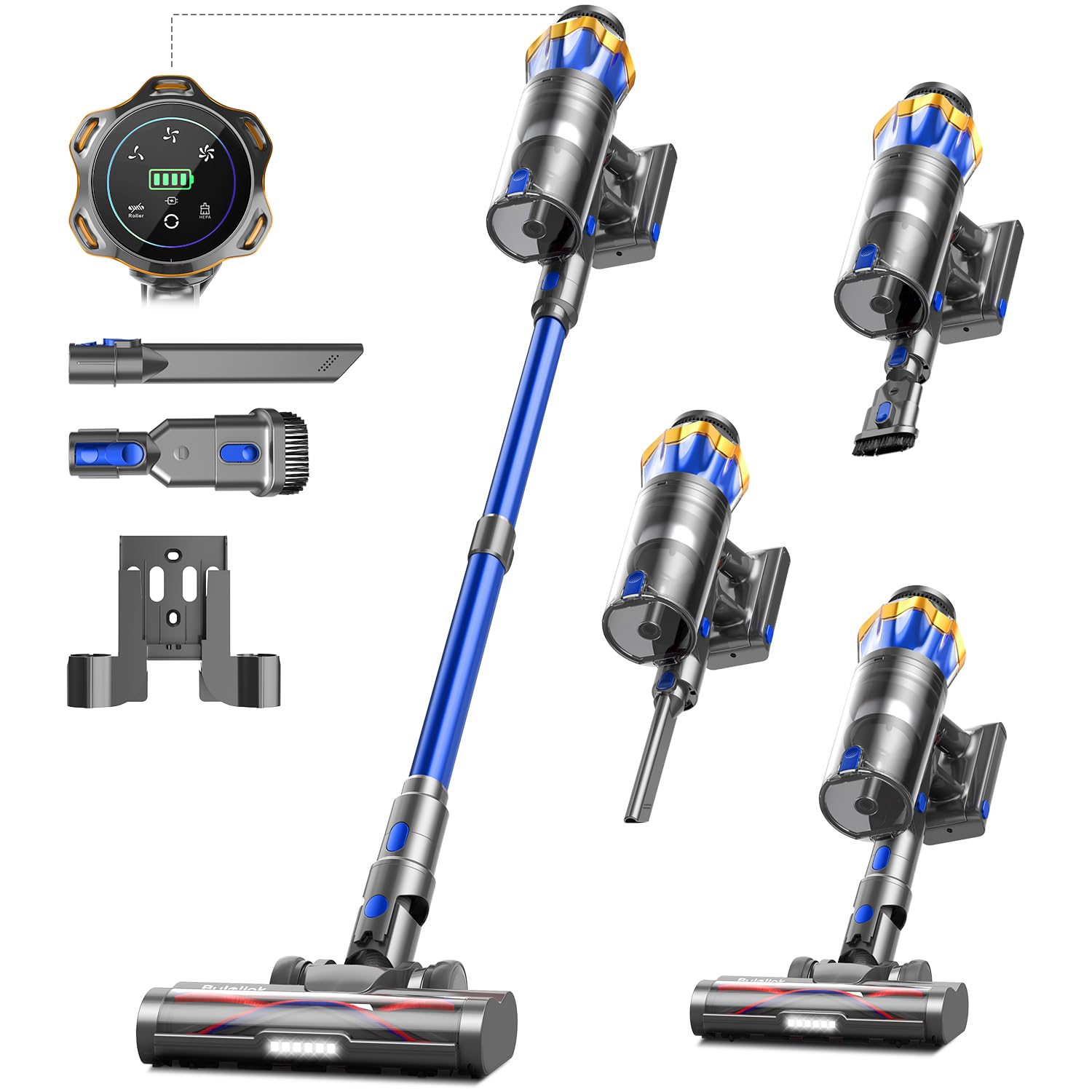 aspirapolvere senza fili 55KPa/650W/70Min Per Animali/Pavimenti/Tappeti | Aspirapolvere Verticale Senza Fili con Display LED, Spazzola Antigroviglio, Ricarica Parete, Filtrazione…