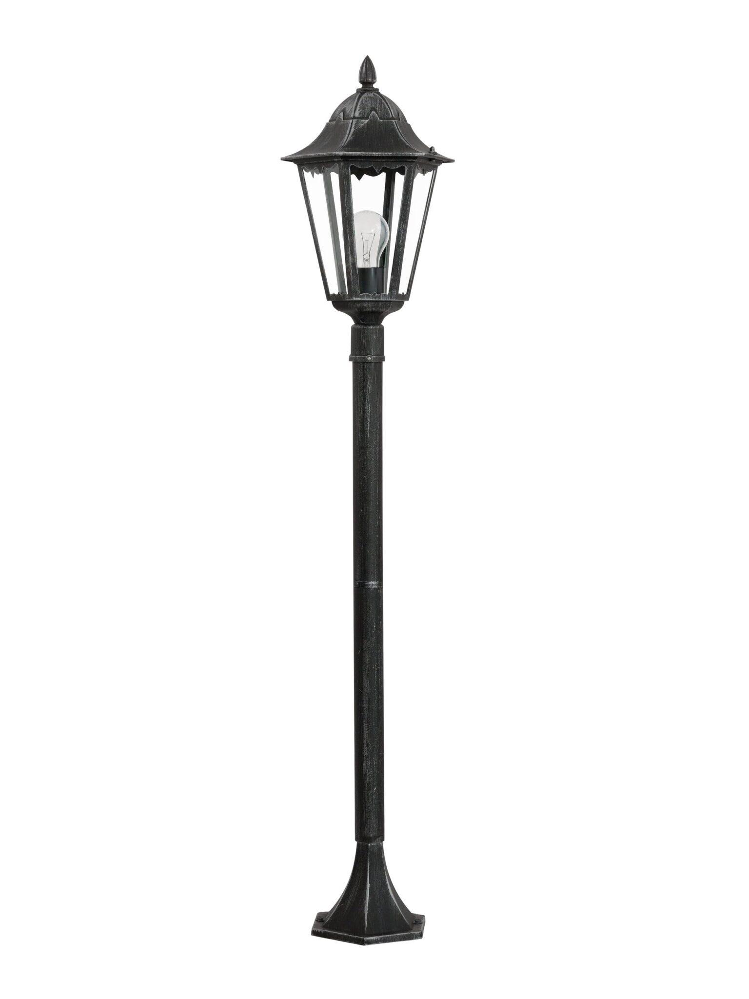 Eglo Navedo lampada a piantana per esterni, lampada per esterni a 1 | luce, lampada da terra in fusione di alluminio e vetro, nero con patina argento, attacco E27, 120 cm, IP44