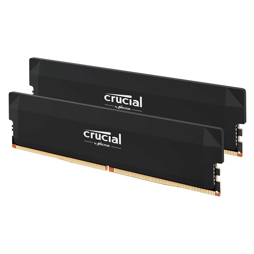 Crucial Pro RAM DDR5 32GB Kit (2x16GB) 6000MHz CL36, Overclocking Gaming, Intel XMP 3.0 / AMD EXPO, Memoria PC, Nero - CP2K16G60C36U5B