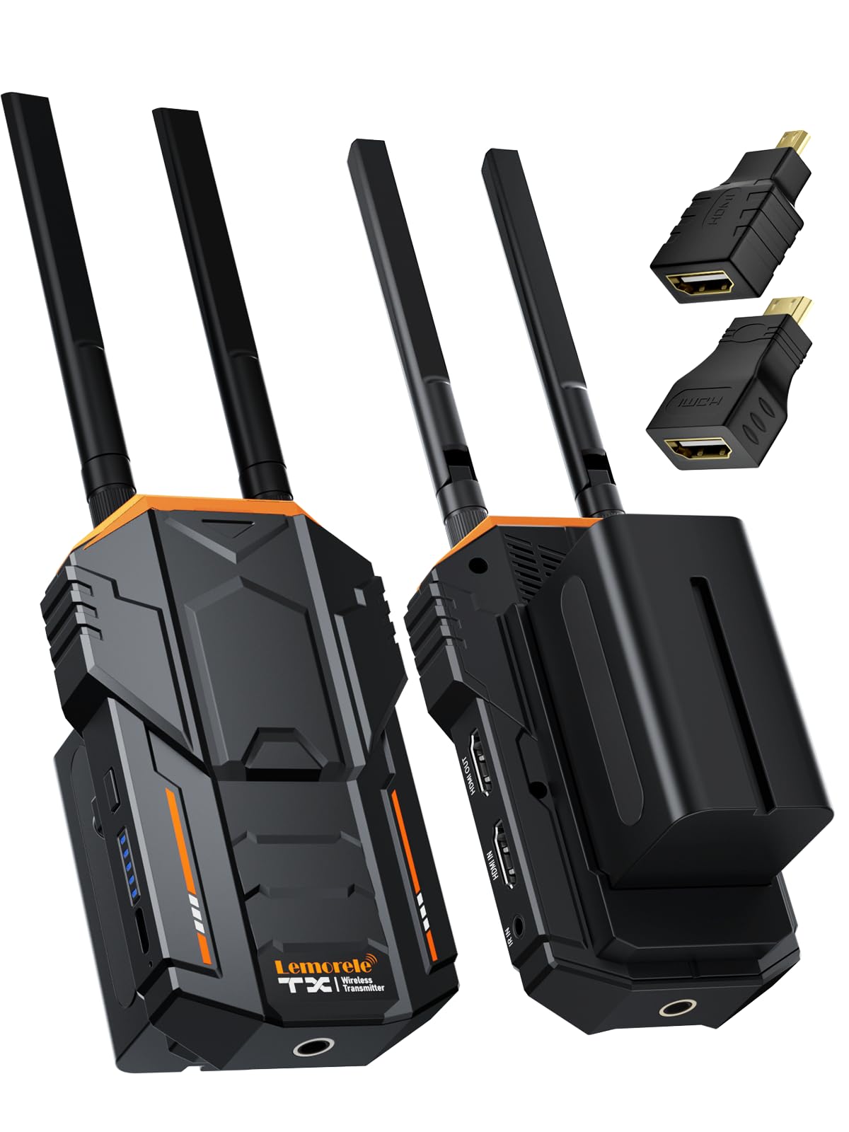 Lemorele Kit HDMI Wireless 200 m, 2 Batterie 4400mAh, 1080P@60Hz, Loop-Out | HDMI loop-out, fino a 4 RX e autonomia circa 4,5 ore; per fotografia, riprese, live streaming e monito…