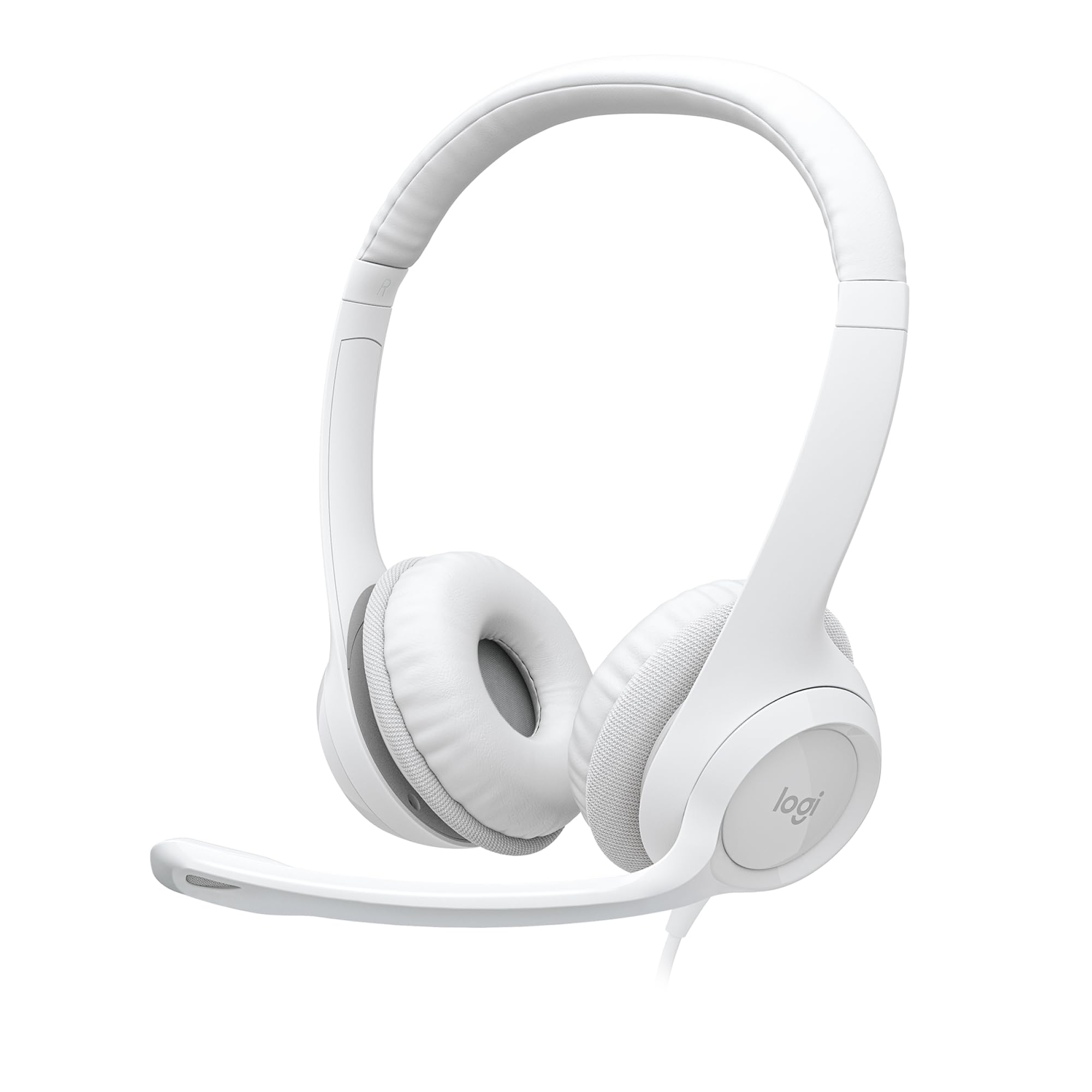 Logitech H390 Cuffia con Cavo per PC/Portatile | Auricolari Stereo, Microfono Cancellazione Rumore, USB-A, Comandi Integrati, Compatibile con Chromebook - Bianco
