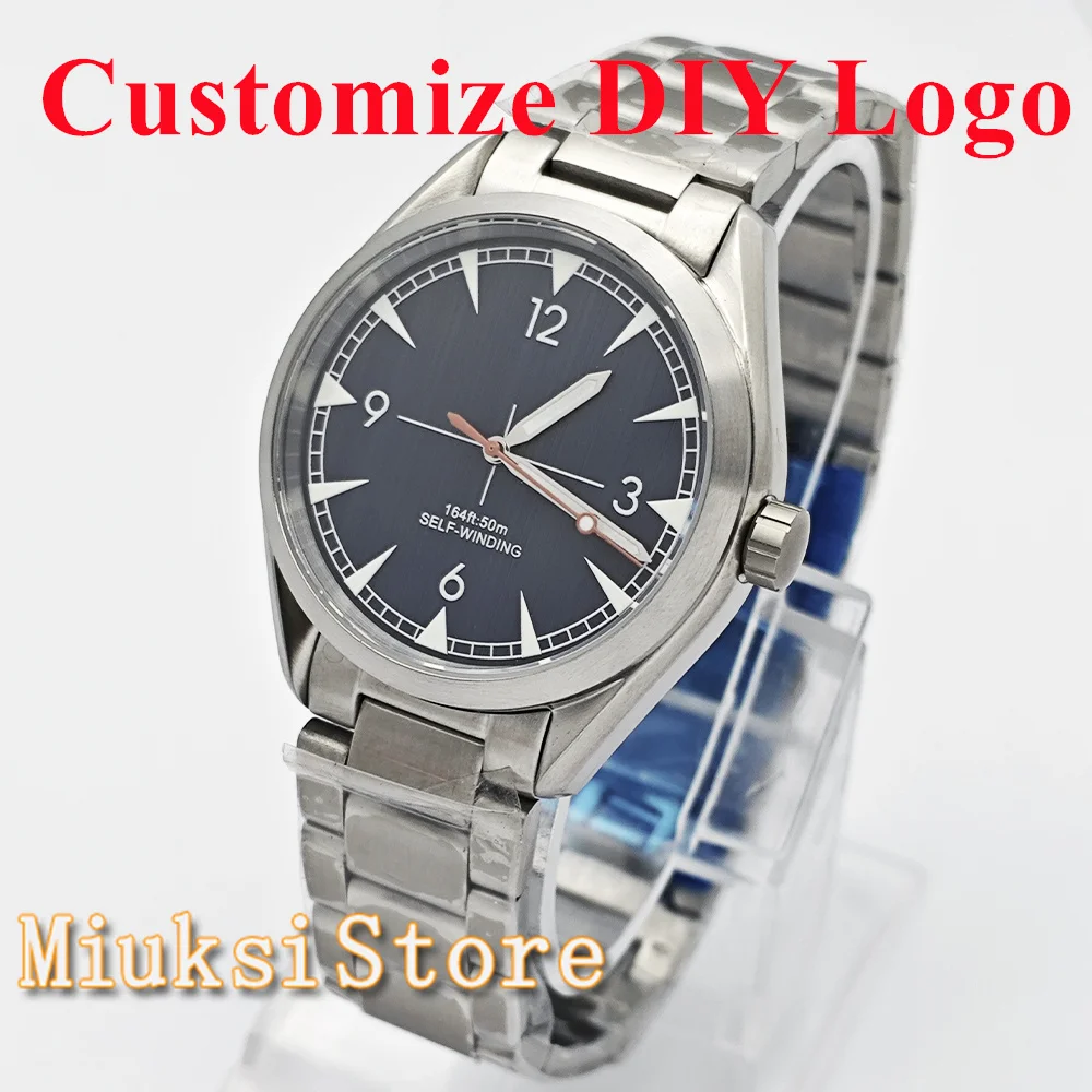 Orologio con logo personalizzato fai-da-te 41mm cassa per orologio in cristallo di zaffiro in acciaio inossidabile argento NH35 Miyota 8215 orologio con movimento automatico