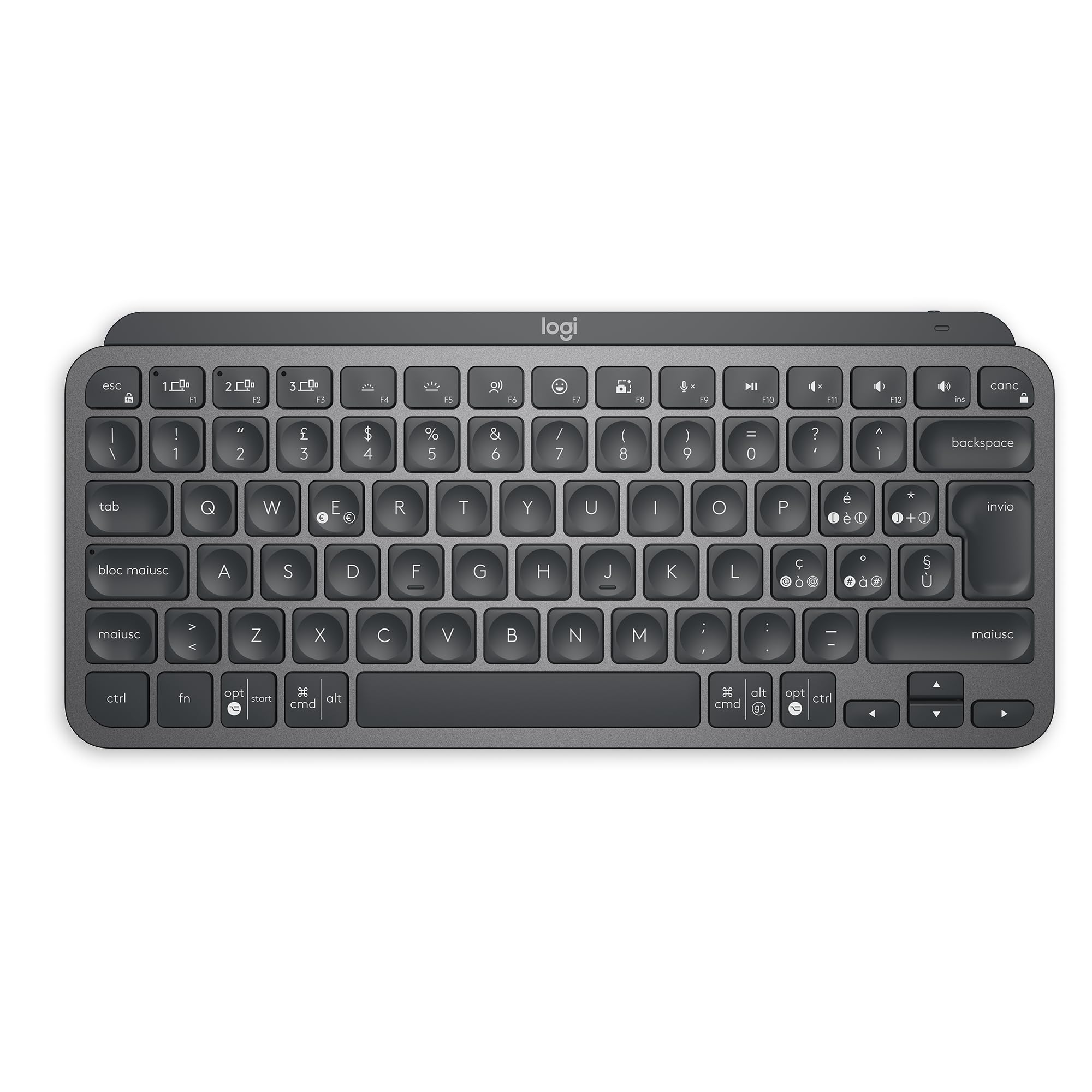 Logitech MX Keys Mini Tastiera Illuminata Wireless,QWERTY US INT'L | Tastiera minimal compatta Bluetooth retroilluminata USB-C compatibile macOS/iOS/Windows/Linux/Android in metal…