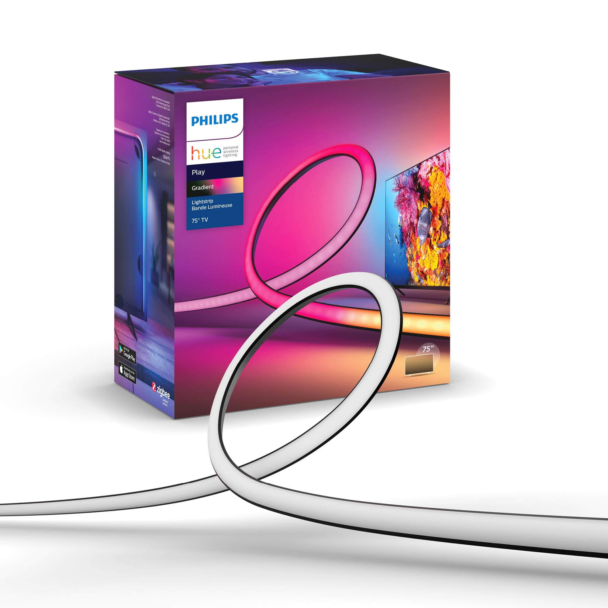 Philips Hue Play Gradient Lightstrip, Strisce LED Smart, 65" | 16 milioni di colori, Illuminazione surround, Sync con TV, Dimmerabile, Smart Home, Philips Hue Bridge e Sync Box ne…