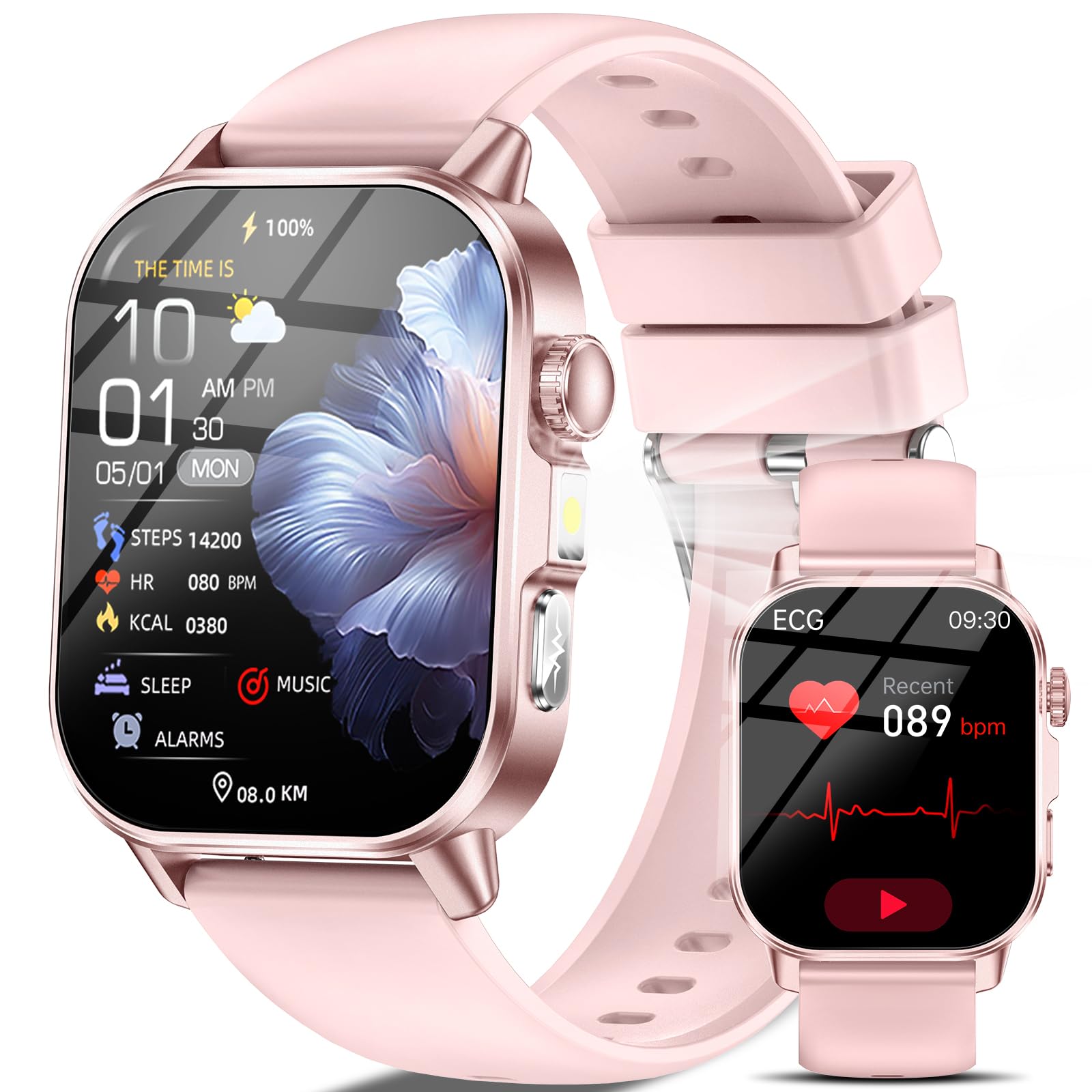 2026 Nuovo Smartwatch Donna con ECG/Pressione Sanguigna/Sonno/Acido Urico | 2,0"Orologio Salutare con Temperatura/HRV/Cardiofrequenzimetro/BMI/Emozioni/Fatica/Torcia LED/Funzione…