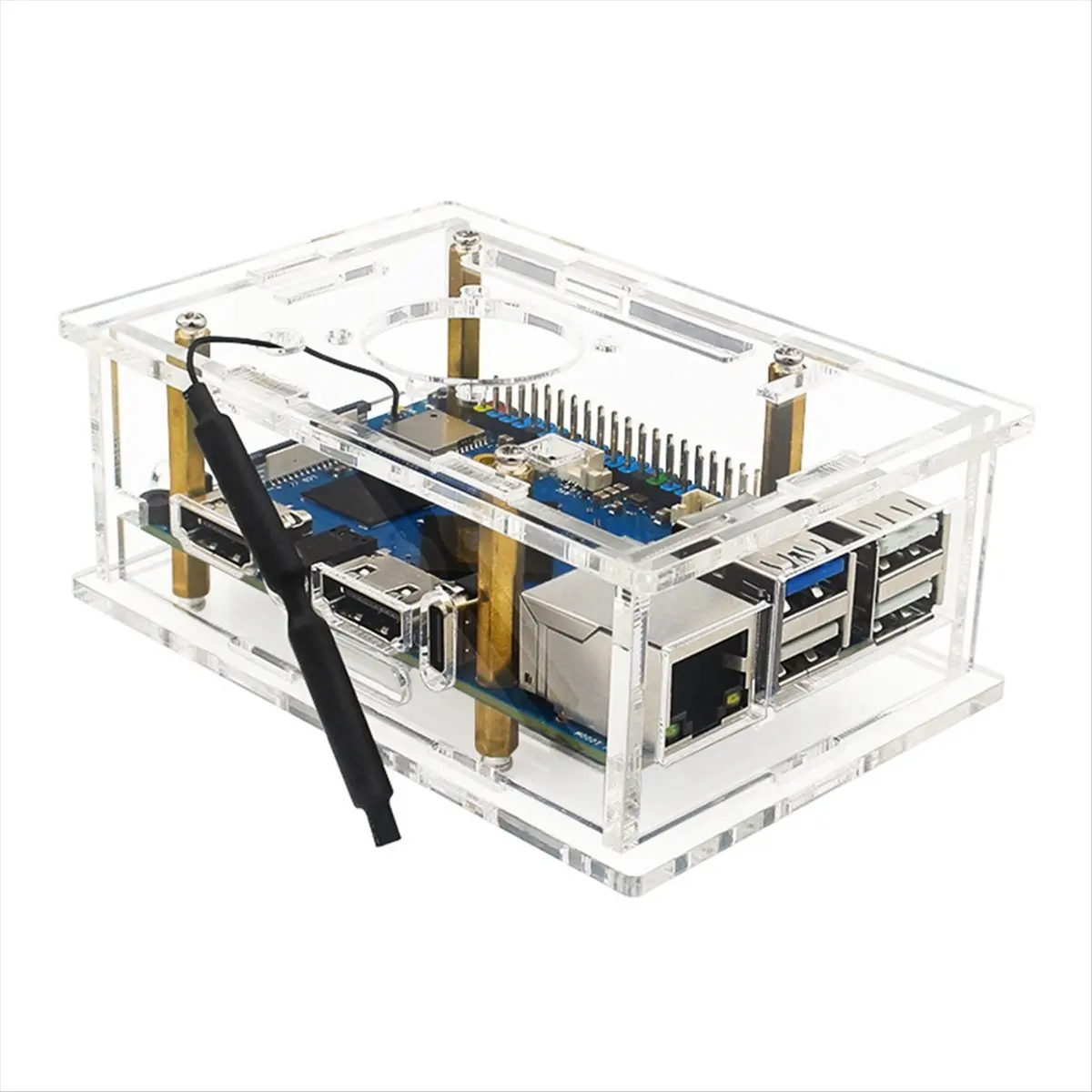 (ABGQ) Custodia in acrilico trasparente per OrangePi 5 Pro con ventola di raffreddamento