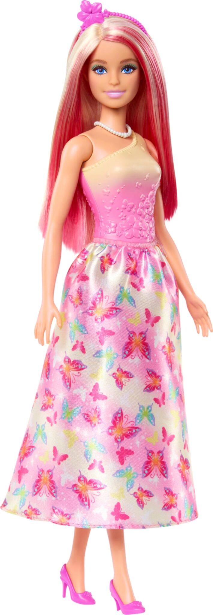 Barbie - Sirena, bambola con capelli fantasia e cerchietto incluso, indossa un corpetto ispirato alle conchiglie e code dai colori tropicali, giocattolo per bambini, 3+ anni, HRR08