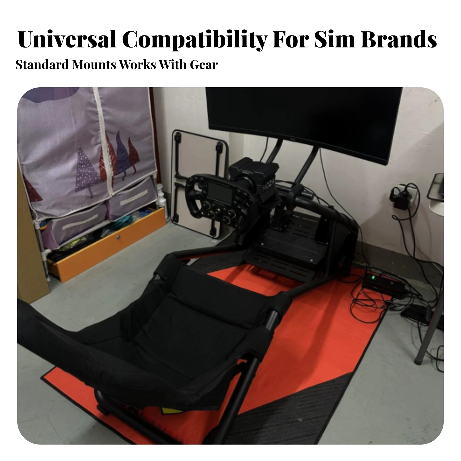 Postazione di Guida per Simulatore di Corse con Sedile, Compatibilità Universale, Supporto per Volante, Arredamento Ergonomico