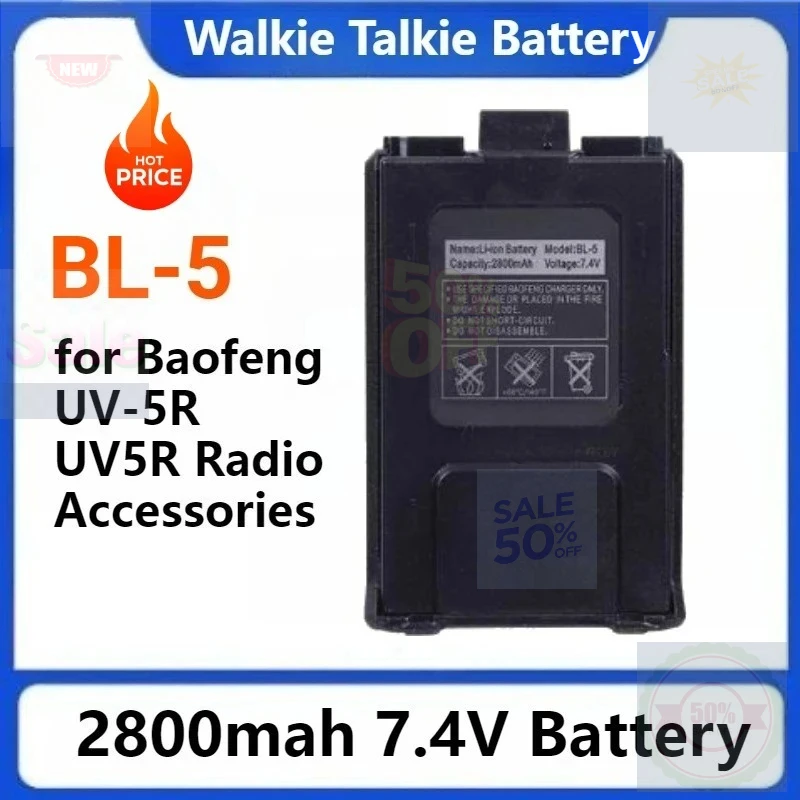1-5 Pezzi/Lotto Batterie Ricaricabili Li-ion BL-5 2800mAh 7.4V per Accessori Radio Baofeng UV-5R UV5R, Batteria per Walkie Talkie
