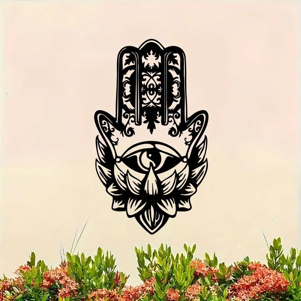 CIFBUY Decorazione da Parete in Metallo con Mano di Hamsa e Occhio del Malocchio, Amuleto in Ferro, Talismano Spirituale Portafortuna, Ornamento da Appendere per Soggiorno