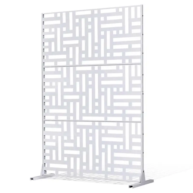 Paravento pieghevole, 120x50.8x193 cm, divisorio da esterno autoportante con supporto, schermo per la privacy, divisorio per ambienti, divisorio decorativo in acciaio per balcone,…