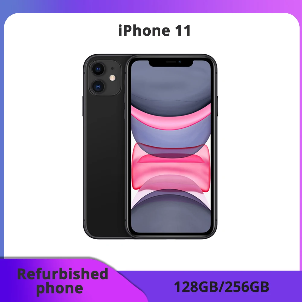 Apple iPhone 11 LTE ricondizionato 128/256 Go ROM, schermo IPS, fotocamera da 12 MP, processore hexa-core - Ottime condizioni