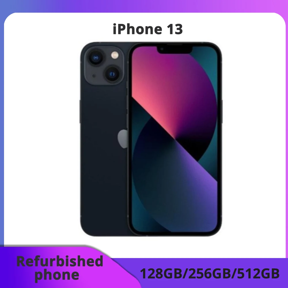 Telefono ricondizionato Apple iPhone 13 "Genuino Super Retina OLED 128/256GB ROM Face ID IOS 5G Telefono cellulare in condizioni eccellenti