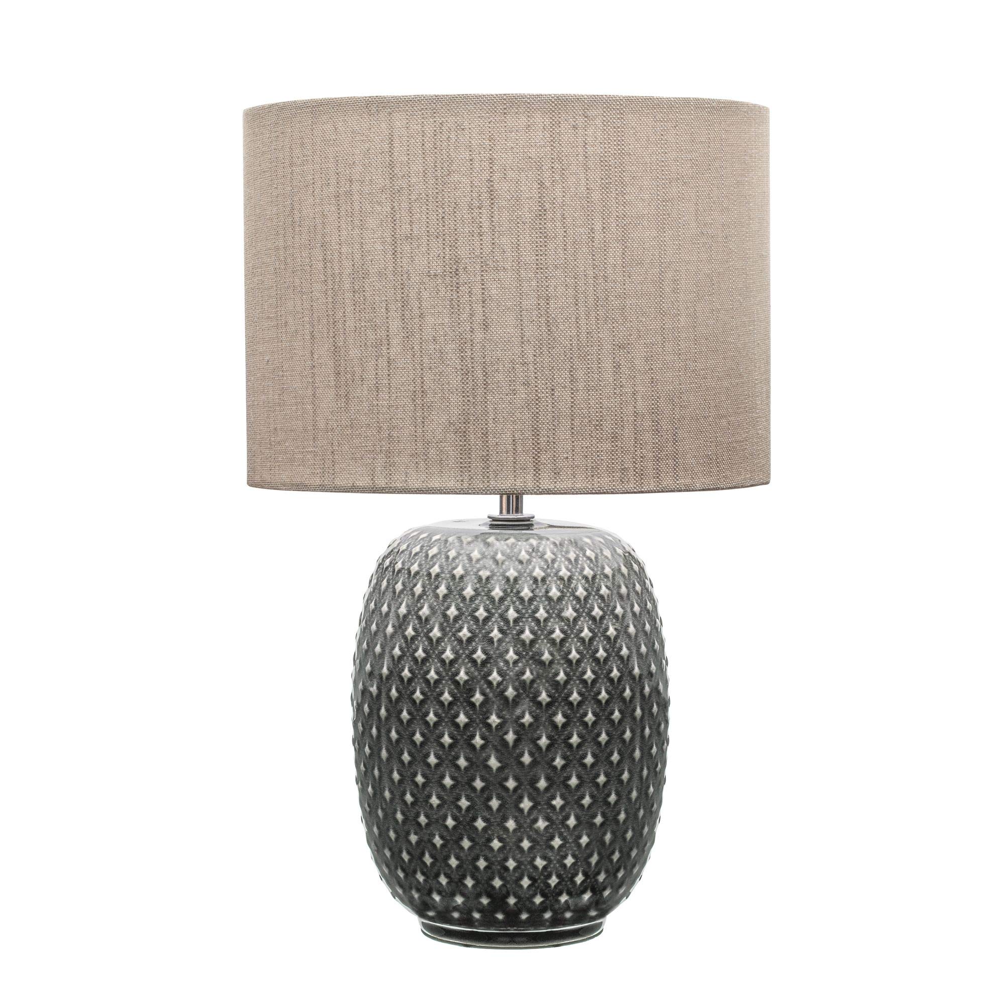 Pauleen 48153 Pretty Classy Lampada da tavolo ceramica lampada da tavolo con paralume in tessuto beige chiaro max. 60W E27 grigio scuro/beige 230V